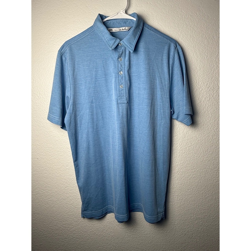 TravisMathew Blue Polo Shirt Men's Medium Golf Quiet Luxury Casual